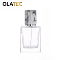 OLATEC Botella de Perfume de Lujo Personalizada, Botella Cuadrada Transparente Vacía con Tapa de Mármol, Botellas de Perfume de Vidrio al por Mayor