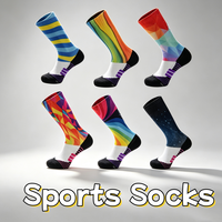 Chaussettes de sport respirantes et anti-humidité à compression, avec coussinets imprimés numériquement personnalisés pour la course à pied