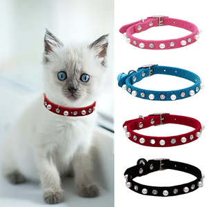 Kalung Kucing Grosir yang Dapat Disesuaikan, Kalung Kucing Mewah, Kalung Hewan Lucu dengan Rhinestone pada Kalung PU - Product Image 1