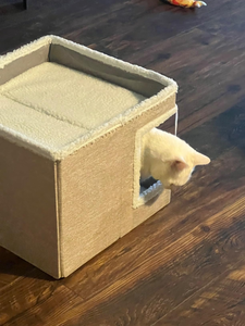 Tenda Multifuncional para Gatos, Mobiliário Moderno para Gatos com Almofada de Arranhar e Bola Suspensa, Cama Aconchegante para Animais de Estimação - Product Image 5