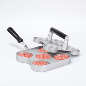 Pressa per Hamburger a 5 Fori in Alluminio Antiaderente con Manico per BBQ e Cucina Casalinga - Product Image 4