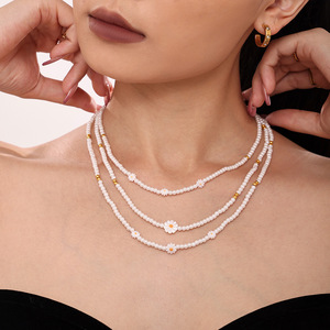 New arrivals <span class=keywords><strong>Shell</strong></span> ít Daisy <span class=keywords><strong>Shell</strong></span> đính cườm Vòng cổ thép không gỉ mạ vàng ngọc trai Choker Dây chuyền cho phụ nữ đồ trang sức - Product Image 4