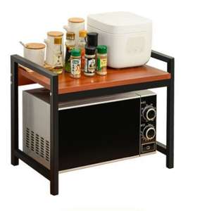 Precio al por mayor, estante de lujo para horno microondas, soporte de cocina desmontable, soporte para olla arrocera de <span class=keywords><strong>2</strong></span> capas, estante para cubiertos de especias negras - Product Image 3