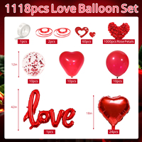 Kit de décoration de ballons pour la Saint-Valentin : ballons en feuille d'aluminium LOVE, ballons en forme de cœur et pétales de rose pour des célébrations romantiques