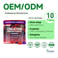 Gomitas de Creatina Monohidrato OEM/ODM 8000 mg Veganas Sin Azúcar Sabor Frambuesa y Mora Masticables 120 Gomitas