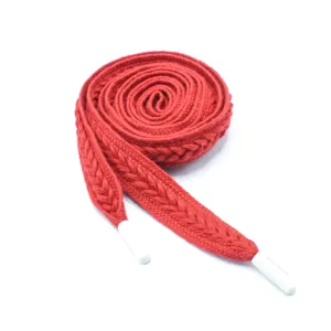 Cinta decorativa de tendencia de cordones rojos trenzados personalizados de fábrica, accesorios deportivos, cinta de cordones, nuevo diseño, cordones de algodón