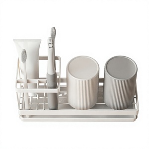 Nouvel Arrivage – Organisateur 4 Compartiments en Métal Brillant Écologique pour Brosses à Dents, Dentifrice et Gobelets – Ensemble de 3 Pièces pour Comptoir de Salle de Bain - Product Image 4