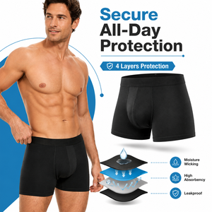 <span class=keywords><strong>Calzoncillos</strong></span> <span class=keywords><strong>Boxer</strong></span> para <span class=keywords><strong>Hombre</strong></span> con Protección Contra Fugas de Orina, 4 Capas, 100 ml, de Algodón, Lavables, Reutilizables, OEM ODM, para Incontinencia - Product Image 1