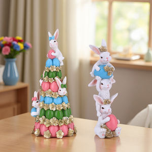 Set di statuine di coniglietto di pasqua in resina di decorazione artistica carina Redeco con accenti di uova colorate ornamenti per la casa - Product Image 1