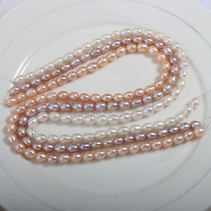 ลูกปัดข้าวไข่มุกน้ำจืดธรรมชาติขนาด5-6มม. ลูกปัดแบบหลวมทำมือยาวประมาณ36ซม. ประมาณ48เม็ด - Product Image 5