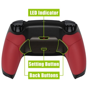 Red Rubberized <b>Grip</b> Rise 2.0 Remap Kit for <b>Controller</b> with Metal Paddle Back Button Shell Case - Product Image 4
