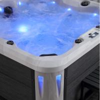 Jacuzzi Acrílico Contemporáneo para 4 Personas, Bañera de Hidromasaje y Spa con Masaje de Aire, Diseño Moderno para Patio, Jardín o Terraza
