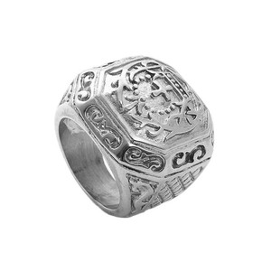European American Style Men's Titanium Steel <b>Cross</b> <b>Ring</b> <b>Silver</b> Geometric Punk Jewelry Gift 26052 - Product Image 1