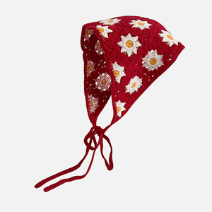 HZO-23036 floreale all'uncinetto bandane graziose Boho capelli a forma di triangolo margherita fascia Vintage testa fazzoletto per ragazze - Product Image 6