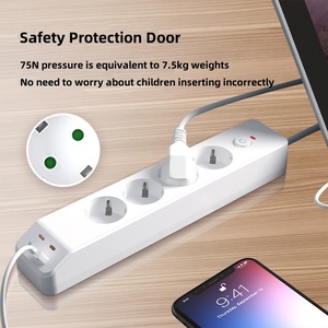 Regleta de alimentación de la UE a precio barato al por mayor, 4 salidas, 2 puertos USB, 2 cargador de escritorio PD tipo C, cable plano de 1,8 M certificado CE - Product Image 5