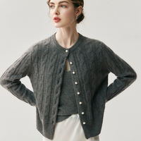 Cardigan en tricot torsadé moelleux pour femme, en cachemire, laine, coton et acrylique, style décontracté, boutonné, fabrication ODM de luxe