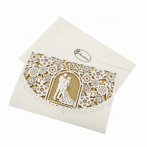Cartes d'invitation de <span class=keywords><strong>mariage</strong></span> de luxe de style européen, découpées au <span class=keywords><strong>laser</strong></span> personnalisées, décorations en papier métallisé, invitations de fête en gros - Product Image 3