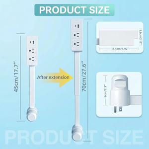 Multiprise murale américaine 180 °   Rallonge électrique portable ultra plate avec prise rotative et 2 prises - Product Image 3