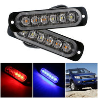 Feux stroboscopiques à grille 6 LED 18W IP67 Rouge à montage en surface, feux d'avertissement 12V-24V pour camion