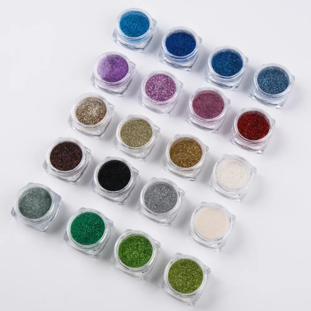 Nuovo Standard europeo Non microplastiche 20 colori polvere cromata effetto specchio argento massiccio per unghie prodotti per unghie polvere 1g