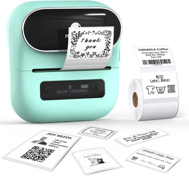 Phomemo M220 3 Inch Barcode Label Printer 75mm Wireless Thermal Portable USB Interface Label Maker Black and White Style