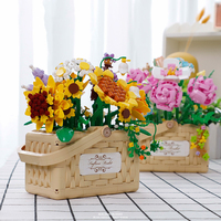 21071 Mini panier de fleurs tournesol Rose Simulation plastique assembler bloc de construction fleurs jouets