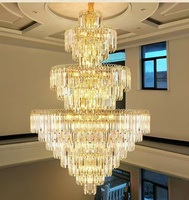 Lustre en cristal de luxe post-moderne de salon à hauteur réglable lampe d'escalier en colimaçon suspendue d'intérieur pour bâtiment duplex