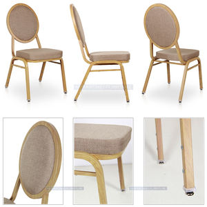 Silla de restaurante apilable con aspecto de madera Acabado de aluminio Brazos de espuma de alta densidad para fiestas - Product Image 5