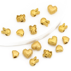 Cuentas con forma de cabeza de conejo, de acero inoxidable chapado en oro, accesorios de joyería DIY, cuentas sueltas para pulseras, lazos para el cabello y manualidades. - Product Image 1