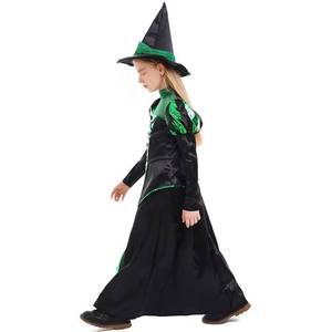 Costume de sorcière verte et noire pour filles, déguisement d'Halloween pour enfants - Product Image 5