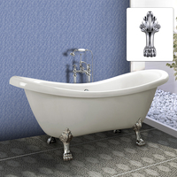 Baignoire autoportante à pattes avec double marchepied, en acrylique, pour immersion profonde, 1400 1500 1600 1750 1850 72 pouces