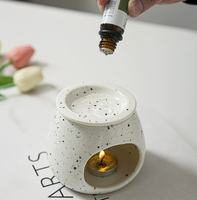 Brûleur à Huile en Céramique Blanc Moucheté, Chauffe-Plat pour Bougie Chaude, Diffuseur d'Arômes et de Cire Fondue, Parfum d'Ambiance pour la Maison, Vente en Gros