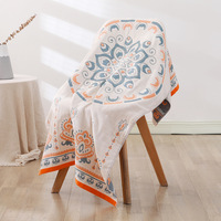 Custom Printed Bohemian Indian Sun God Beach Towel Four-Layer Gauze Cotton Soft Comfortable Quick Dry Summer Size 70*140 Home