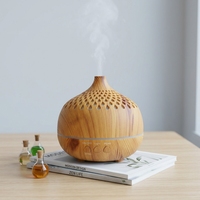 Diffuseur d'huiles essentielles à ultrasons effet bois, diffuseur de parfum et d'arômes avec lumière LED