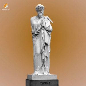 Estatua de San Tomás Apóstol Tallada a Mano en Piedra Natural de Mármol, Tamaño Real - Product Image 1