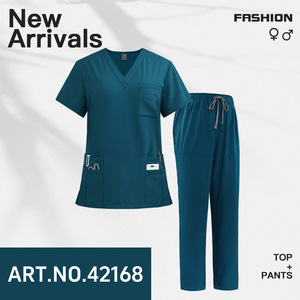 Abbigliamento da lavoro da <span class=keywords><strong>donna</strong></span> a maniche corte scollo a V da sala operatoria infermiere medico che lava tute mediche vestiti da Scrub uniforme - Product Image 4