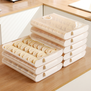 Boîte de rangement alimentaire multifonctionnelle pour congélateur, empilable, transparente, avec couvercle, pour raviolis surgelés, personnalisable (logo/couleur), compatible congélateur - Product Image 4