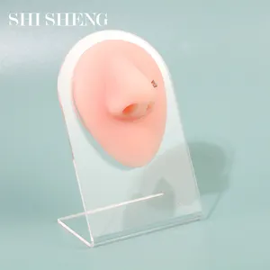 SHI SHENG Silicone Orelha de Nariz Modelo Com Placa transparente para a prática profissional Ferramentas de Piercing Brincos Exaustor de Orelha