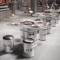 Table de gril de barbecue coréen coréen sans fumée d'intérieur de charbon de bois de forme carrée