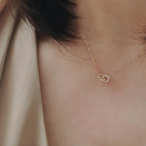 DUYIZHAO 925 gümüş döngü iyi şanslar tam elmas kolye kadınlar harika birbirine kolye kolye güzel takı kolye - Product Image 4