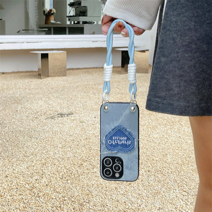 Superventas Denim en forma de corazón para <span class=keywords><strong>iPhone</strong></span> 17Air Phone Case 16pro <span class=keywords><strong>Cuerda</strong></span> de mano trenzada 15max Anti-caída <span class=keywords><strong>12</strong></span> Cubierta protectora - Product Image 5