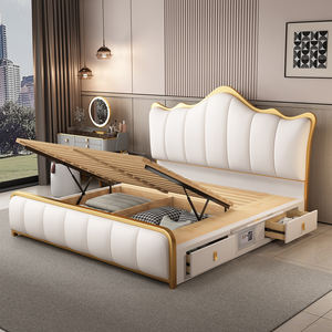 Meubles de chambre à coucher modernes en cuir fonctionnels pour le rangement, lits de massage, ensemble de draps de <span class=keywords><strong>lit</strong></span> - Product Image 1