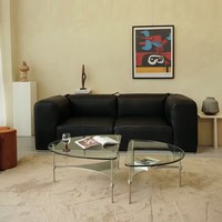 Table basse en verre trempé et acier inoxydable de luxe, design industriel, haute qualité, pour la maison et la salle à manger (vente en gros)