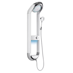 Ensemble <span class=keywords><strong>de</strong></span> douche mural noir avec <span class=keywords><strong>barre</strong></span> coulissante, fonction pluie, cascade et jet <span class=keywords><strong>de</strong></span> massage, à commande monocommande, pour Hôtels, Appartements, Villas - Product Image 1