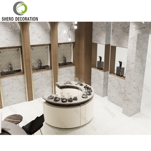 Vitrine de présentation de bijoux haut de gamme, vitrine de luxe sur mesure en verre courbé, vitrine de bijouterie tendance, design 3D - Product Image 5