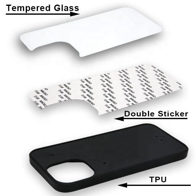 Subli-forward Sublimation Phone Case 2D Sublimation Black TPU Glass  Case  for iPhone XS XR MAX 11 12 13 14 PRO Max