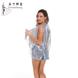 Nueva moda <span class=keywords><strong>chaleco</strong></span> brillante con <span class=keywords><strong>flecos</strong></span> <span class=keywords><strong>chaleco</strong></span> largo con borlas brillantes <span class=keywords><strong>Chaleco</strong></span> Corto <span class=keywords><strong>Hippie</strong></span> sin mangas - Product Image 2