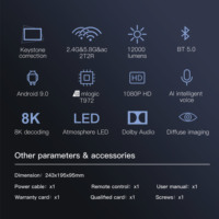 Proyector de Tiro Corto LED 4K con Enfoque Automático, Resolución Nativa 1080P Full HD, Sistema Android 9, Chips Amlogic T972, WiFi 5G, Portátil para Cine en Casa