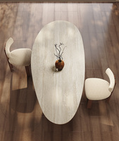 Table à Manger Ovale en Bois Antiqué Style Rétro Nordique Français Noyer et Ensemble de Chaises pour Restaurant et Cuisine