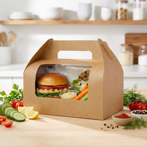 Scatola di Carta Rettangolare Stile Vintage con Finestra Trasparente, Pieghevole e Portatile <span class=keywords><strong>per</strong></span> Caramelle, Biscotti, Frutta e Torte Natalizie - Product Image 1